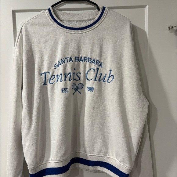 Sunday Tops - Sunday White and Blue Crewneck Sweater
